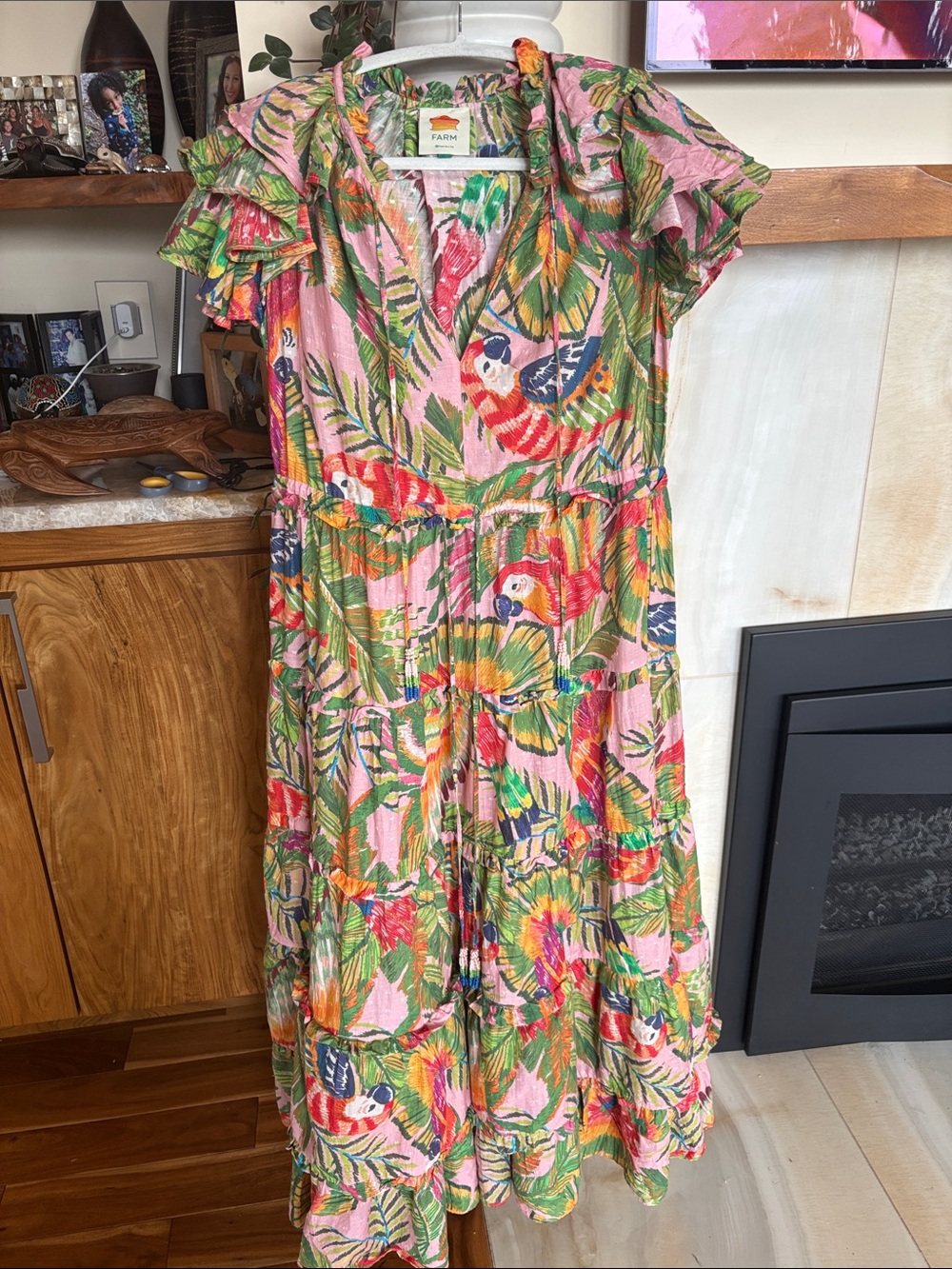 FARM Rio Macaw Leaves Tropical Tiered Maxi Dress - Picture 11 of 11